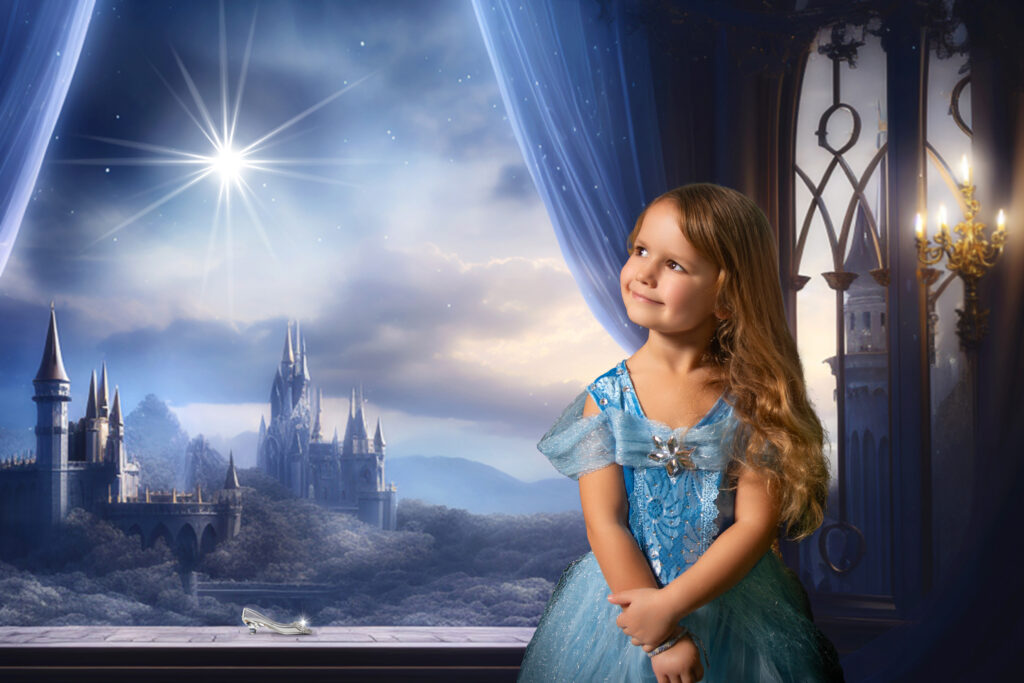 Fairytale princess-themed photoshoot for children at Imagipix Photography studio in Botley, Southampton